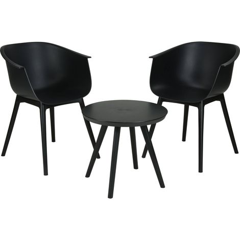 Gartenmöbelset schwarz, Tisch mit Stühlen