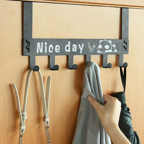 Porte-Manteau En Fer Forgé - Support Mural Sans Perçage - Rangement Pour Vêtements Et Chapeaux - Noir - 1 Pièce (1/5)