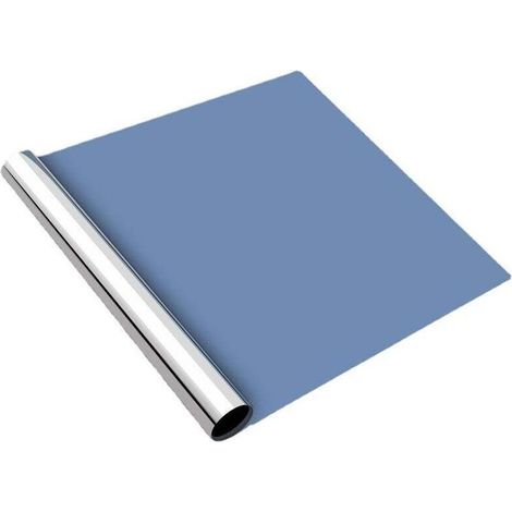 Film transparent unidirectionnel pour fenêtre, anti-éblouissement, occultant et isolant thermique, 50 cm x 2 m, argent double face. (1/4)