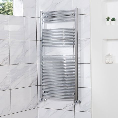 Curved Heated Towel Rail Radiator Bathroom Central Heating Ladder Warmer Rad 1200x600mm Chrome (1/5)