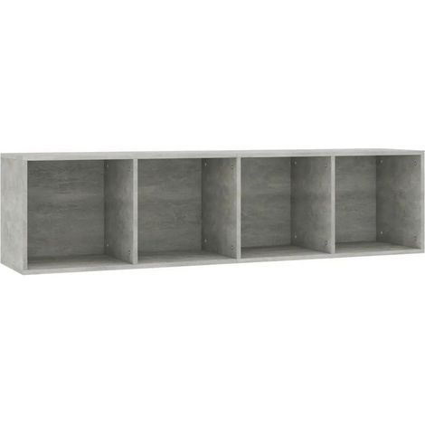 Meuble TV 4 niches bois gris effet béton Asana 143cm (1/3)