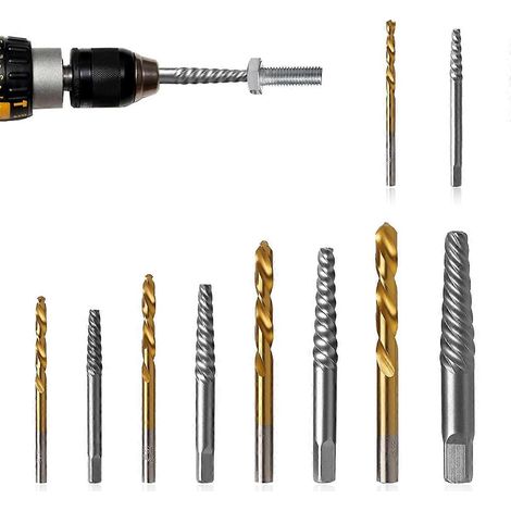 10pc for Removing Stripped Screws&Broken Bolts Drill Bit Extractor-As Shown- (1/5)
