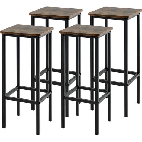 Coloris café, stabilité et confort, lot de 4 tabourets de bar avec repose-pieds pour maison, café, restaurant (1/5)