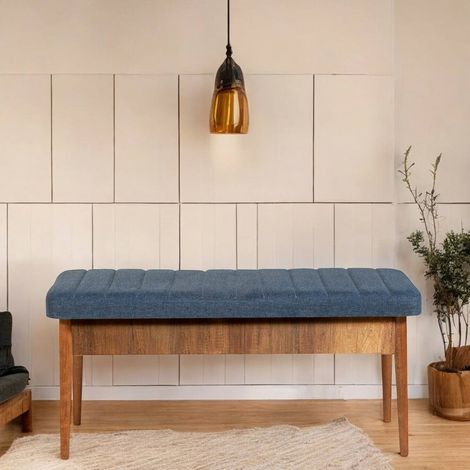 Panca Arielli, Peso Supportato 130 kg, Colore Struttura blu, Altezza Seduta 48 cm, 110x40x48h cm Marrone Noce (1/5)