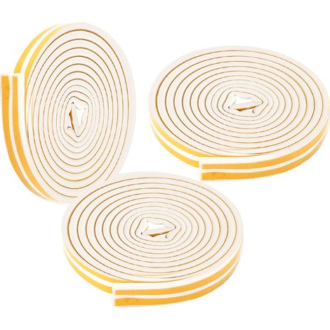 Lot de 3 joints d'étanchéité auto-adhésifs blancs de 9 x 6 mm, de 5 m chacun, pour fenêtres et portes. Insonorisants et résistants au vent. (1/5)
