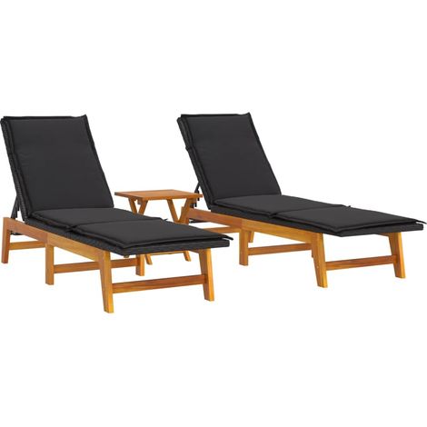 3-tlg. Garten-Lounge-Set Poly Rattan & Massivholz Akazie vidaXL