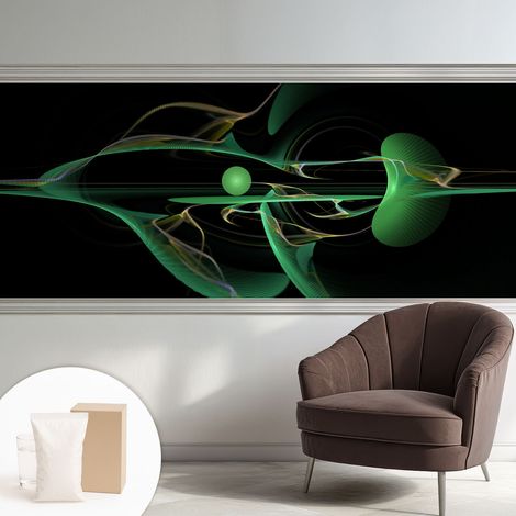 Papier peint intissé décoratif pour chambre et salon Design moderne à poser facilement - Colle incluse gratuite Vagues vertes 250x104 cm (1/5)
