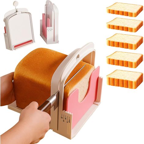 Trancheuse réglable pour pain maison, conception pliable, 5 réglages d'épaisseur, pour toasts, bagels et sandwichs.-AquaForge (1/5)