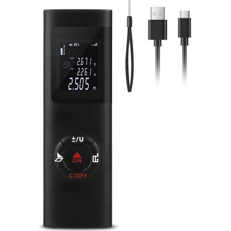 Télémètre laser 60m – Précision 2mm – Rechargeable par USB – IP54 résistant à l'eau et à la poussière – Fonction Pythagore (1/5)