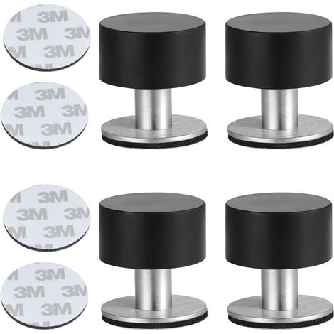 4pcs Door Stops Adhesive Stainless Steel Door Stopper Door Stops with Shockproof Rubber for Wall or Floor Mounting with 3M Double Sided Adhesive Tape (1/5)