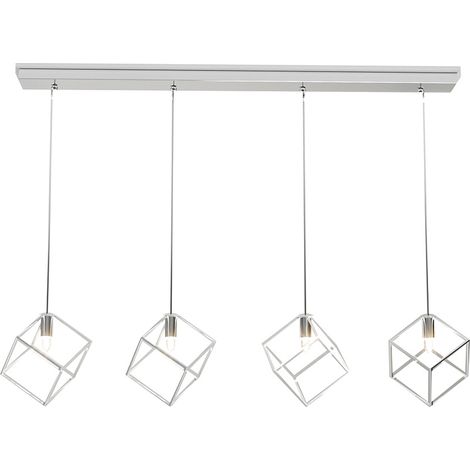 Sospensione Moderna Rettangolare Frame Metallo Cromo 4 Luci G9 (1/3)