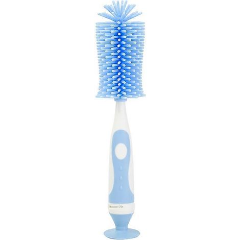 Brosse de nettoyage pour biberons douce et anti-rayures avec support et clip de rangement, sans BPA, bleue (1 pièce)
