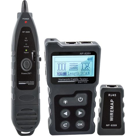 Testeur de câbles réseau NOYAFA NF-8209,Testeur multifonction avec fonctions de test PoE, mesure de longueur de câble, clignotement de port et traçage anti-interférences