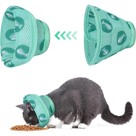 Collier réglable pour chat, collier de protection pliable, collier de récupération pour animaux de compagnie après une chirurgie et des blessures (S) (1/5)