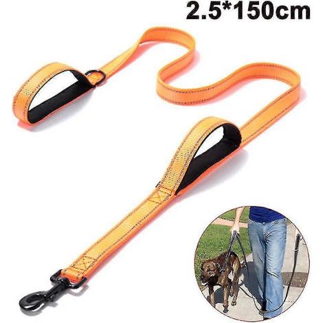 Laisse pour chien avec poignée double rembourrée de 1,5 mètre de long. Laisse robuste à double poignée pour un contrôle et une sécurité optimaux. Convient aux chiens de grande et moyenne taille. (1/5)