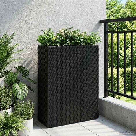 vidaXL Vasetto alto Nero 55 x 22 x 70 cm polyrattan
