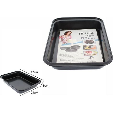 TrAdE Shop Traesio - Teglia Tortiera Antiaderente Rettangolare Forno Per Dolce Salato 22x32x5cm 59953 -