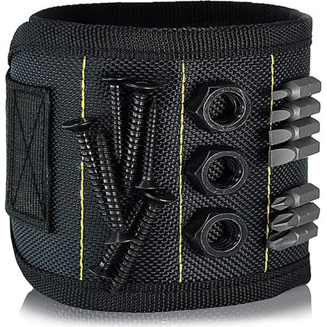 Bracelet magnétique avec aimants puissants pour vis et forets - Support de poignet pour électricien - Ceinture porte-outils (1/4)