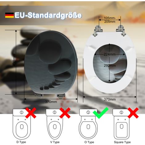 Universel abattant WC MDF pour salle de bain, installation facile, motif galets zen et eau (1/5)
