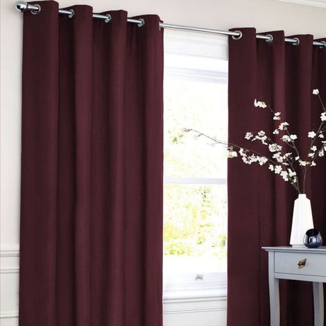 Rideau occultant en polycoton rouge bourgogne 140x250 – Parfait pour fenêtres – Look esprit denim – Isolation thermique – Thedecofactory (1/8)