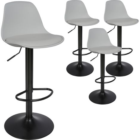 Skecten Juego de 2 Taburete de Bar, Taburetes Altos de Cocina, con Superficie de Polipiel PU, Gris (1/5)
