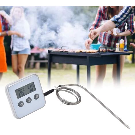 Thermomètre alimentaire intelligent, sonde de température de four à affichage numérique, thermomètre de barbecue, livré sans pile, blanc. (1/5)