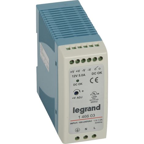 alimentation stabilisé - découpage - 100/240v - 12vdc - 60w - legrand 146603