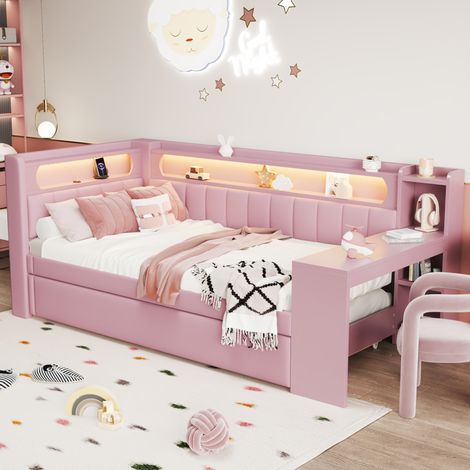 Bett Tagesbett Ausziehbett 90x200 mit Schreibtisch OKMYHOME (1/5)
