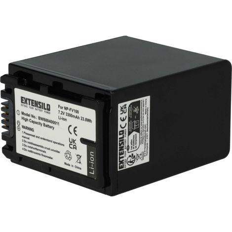 EXTENSILO Akku kompatibel mit Sony HDR-XR350E, HDR-XR260VE, HDR-XR200E, HDR-XR350V, HDR-XR350, HDR-XR200VE Kamera (3300 mAh, 7,4 V, Li-Ion) (1/5)