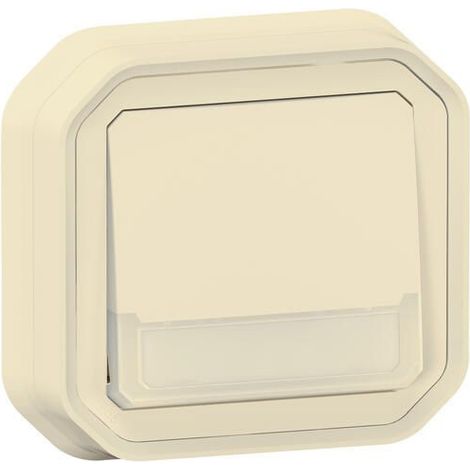 Poussoir NO-NF lumineux - Avec porte-étiquette - Complet - Encastré - Sable - Plexo - 069829L - Legrand