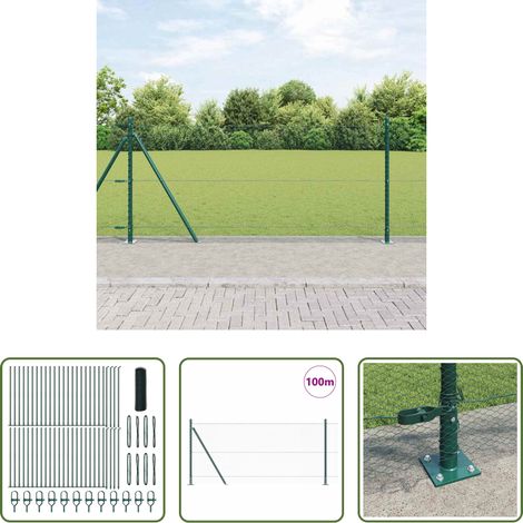 vidaXL Sécurité extérieure - Poteau de clôture. Vert 100 x 0,8 m (maille de 13 mm) (1/5)