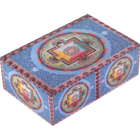 Scatola portaoggetti decorativa in legno con mandala per la casa, portagioie fatto a mano in stile etnico, elegante e funzionale