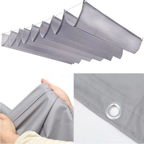 Voile d'ombrage rétractable avec œillets, 1 x 4 m, toile ondulée, imperméable, protection UV 95 %, résistante. (1/5)