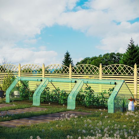 Wasserdichtes und UV-beständiges Gemüsegarten-Gewächshaus mit 3 aufrollbaren Fenstern, Mini-Pflanzengewächshaus aus Stahl und Polyethylen, 400 x 100 x 80 cm, Grün