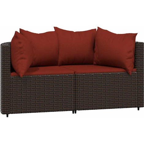 Maison Exclusive - Garten-Ecksofas mit Kissen 2 Stk. Braun Poly R