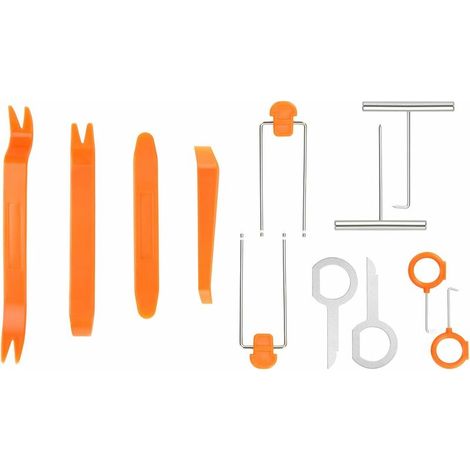 Outils Demontage Garniture, 12PCS en Plastique Ensemble d’Outils d’enlèvement de Panneau de Porte Automatique, Fixation/Dissolvant pour Console Audio Radio, Outils de Démontage de Voiture (1/5)
