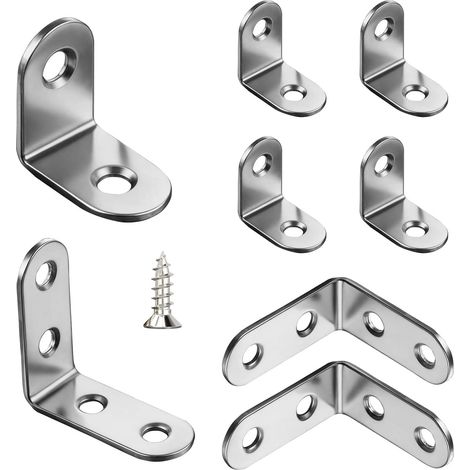 10 Pièces Équerres de Fixation en Acier Inoxydable 30x30x16mm avec Vis,Équerres Angle à 90 Degrés pour Réparation et Fixation de Meubles (1/5)