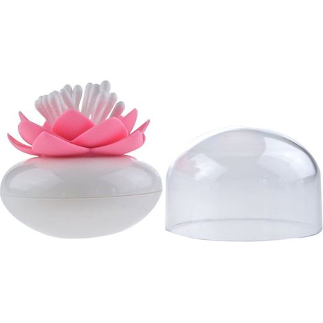 Scatola porta cotton fioc a forma di loto, organizer per cosmetici, porta stuzzicadenti, decorazione per il bagno. (1/3)
