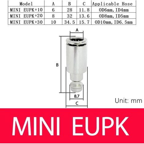 (MINI EUPK-10) Raccord rapide pneumatique mini EU, laiton nickelé, connecteur à dégagement rapide pour tuyau, compresseur d'air, raccord rapide pour équipement médical (1/5)