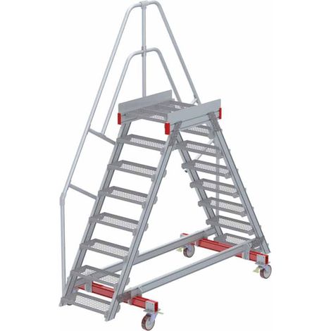 Euroline 512 mobiler Überstieg 60° Stufenausführung Stahl Gitterrost Stufenbreite 600mm 8 Stufen