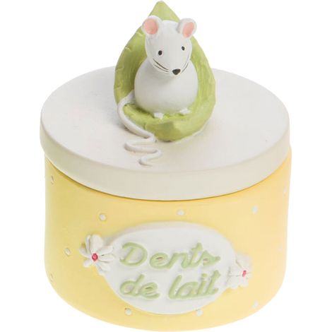 Petite boîte en résine à dents de lait jaune souris (1/3)