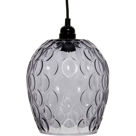 Lampada a sospensione Corona in vetro grigio fumé (1/4)