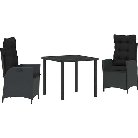 Ensemble de salle à manger pour jardin 3 pcs,Salon de jardin Noir polyrotin CFW30405 (1/5)