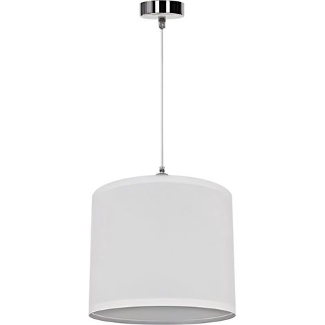 Suspension Lumineuse Abat-Jour Tissu Blanc - Douille E27 - Sans Ampoule - Style Nordique (1/3)