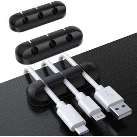 [NEVER USED] Desk Cable Organizer Clips, 3-Pack Cable Holder, Cord Organizer, Cable Management, Cable Storage for USB Charger/Mouse/Headphone/PC Cables, Black, 3 Holes