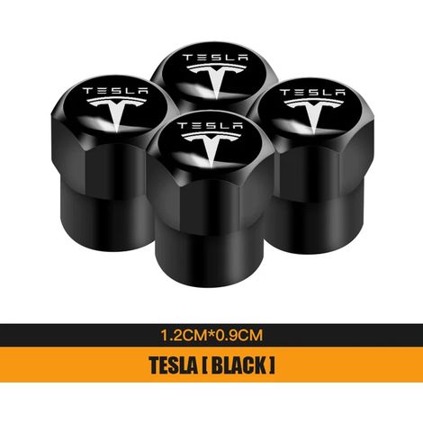 (B Noir) 4 bouchons de valve de pneu universels en métal pour roues de voiture, compatibles avec les modèles Model 3, Model S, Model X et Model Y Roadster. (1/5)