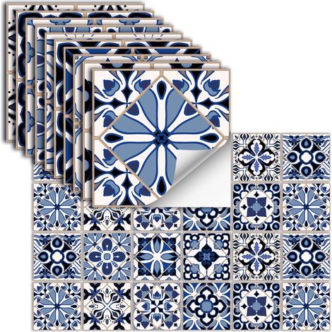24 Pièces Stickers Carrelage Auto-AdhéSif Vinyle ÉTanche Stickers Muraux Pour Cuisine Salle De Bains Carrelage Mur CheminéE Placard DéCoration Autocollants,HZ-39,10x10cm