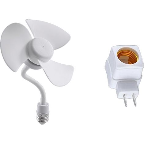 Ventilador de techo portátil, ventilador portátil con casquillo E27, potente ventilador de refrigeración con toma de corriente. (1/5)