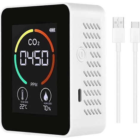 Thermomètre et hygromètre, moniteur de qualité de l'air, détecteur de CO2, appareil numérique 3 en 1 de mesure de la pollution de l'air et du carbone (1/5)