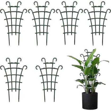 Lot de 6 supports pour plantes grimpantes - Treillis pour plantes - Treillis mural extérieur - Treillis pour plantes de jardin - Treillis naturel - Accessoires de jardin - Treillis en plastique - Vert (1/5)
